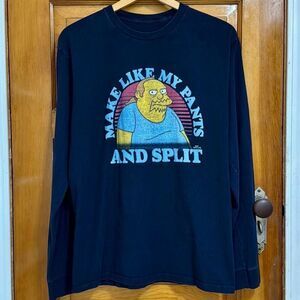 The Simpsons Comic Book Guy Navy Long Sleeve Tee Tshirt Men’s Small